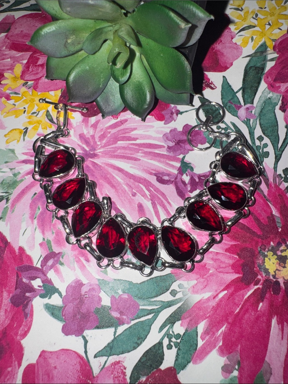 Silver Garnet Bracelet